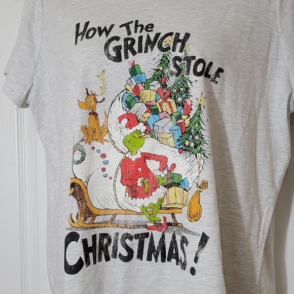 NWT How The Grinch Stole Christmas Light Heathered Gray Tee Plus Size XXL - Picture 3 of 8